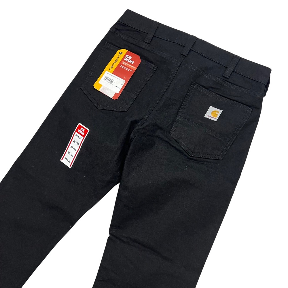 NEW Carhartt Rugged Flex Slim Tapered Canvas Work Pants 30x30 Black BN6414-M
